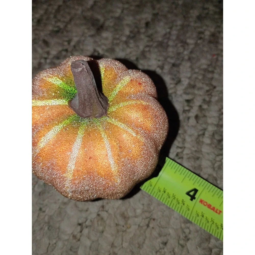 Glitter Frosted Realistic Pumpkins Lot‎ Of 7 Foam 3